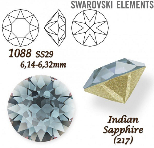 SWAROVSKI ELEMENTS 1088 XIRIUS Chaton SS29 (6,14-6,32mm) barva Indian Sapphire (217).