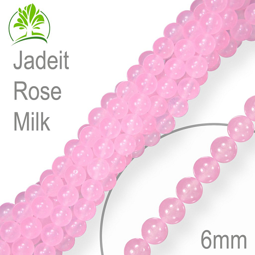 Korálky z minerálů Jadeit Rose Milk. Velikost pr.6mm. Balení 12Ks.