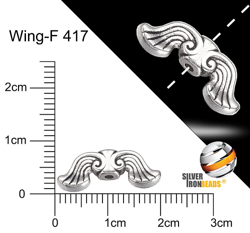 Přívěsek ANDĚLSKÉ KŘÍDLO . Ozn.-WING F417 v stříbrné barvě Velikost 19x8mm.