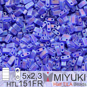 Korálky Miyuki Half Tila. Barva Matte Transparent Cobalt AB HTL 151FR Balení 3g