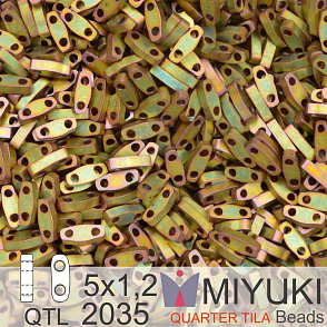 Korálky Miyuki QuarterTila. Barva Matte Metallic Khaki Iris QTL 2035 Balení 3g