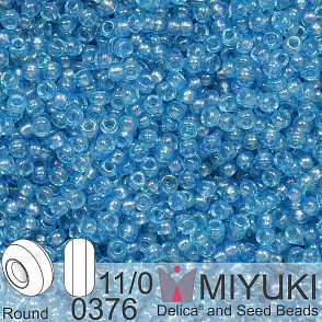 Korálky Miyuki Round 11/0. Barva 0376 Sparkling Gray Lined Aqua Luster. Balení 5g.