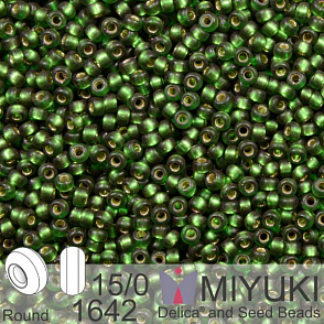 Korálky Miyuki Round 15/0. Barva 1642 Dyed SF S/L Leaf Green. Balení 5g