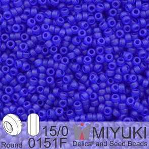 Korálky Miyuki Round 15/0. Barva 0151F Matte Tr Cobalt. Balení 5g.