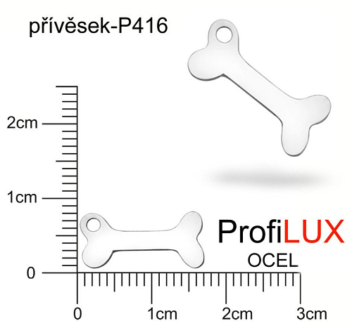 Přívěsek Chirurgická Ocel ozn-P416 KOST velikost 15x6,5mm tl.1.0mm. Řada přívěsků ProfiLUX. 