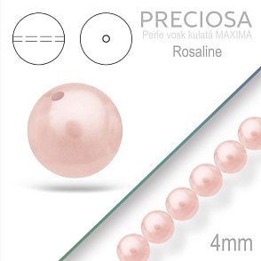 PRECIOSA Voskované Perle barva ROSALINE 98999  velikost 4mm. Balení návlek 31Ks. 