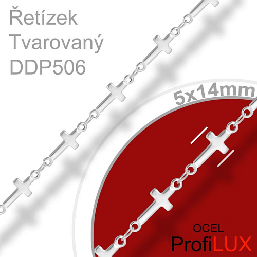 Řetízek TVAROVANÝ DDP 506. Materiál CHIRURGICKA Ocel 316L..Velikost  5x14mm. CENA je uvedena za 0,5m.