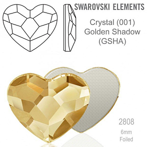 SWAROVSKI 2808 Heart Flat Back Foiled velikost 6mm. Barva Crystal Golden Shadow 