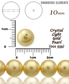 SWAROVSKI 5810 Voskované Perle barva 539 CRYSTAL LIGHT GOLD PEARL velikost 10mm. 
