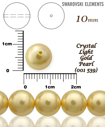 SWAROVSKI 5810 Voskované Perle barva 539 CRYSTAL LIGHT GOLD PEARL velikost 10mm. 
