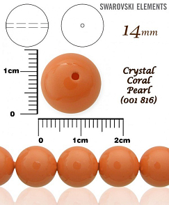 SWAROVSKI 5811 Voskované Perle barva CRYSTAL CORAL PEARL velikost 14mm. 