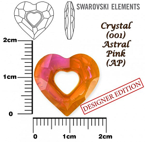 SWAROVSKI 6262 Miss U Heart barva CRYSTAL ASTRAL PINK velikost 17mm.