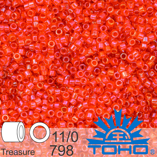 Korálky TOHO tvar TREASURE (válcové). Velikost 11/0. Barva 798 Light Topaz-Lined Siam. Balení 5g.