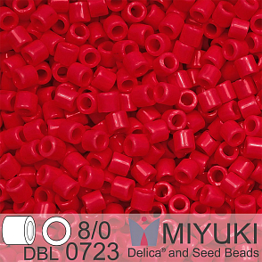 Korálky Miyuki Delica 8/0. Barva Opaque Red DBL0723. Balení 5g.