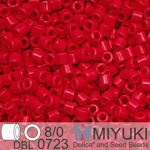 Korálky Miyuki Delica 8/0. Barva Opaque Red DBL0723. Balení 5g.