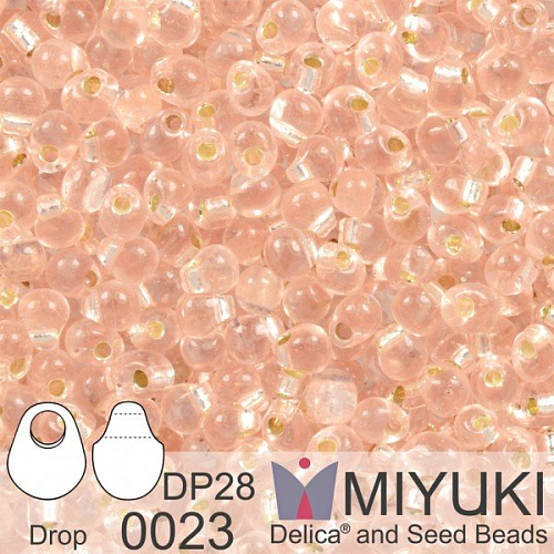 Korálky Miyuki Drop 2,8mm. Barva 0023 S/L Lt Blush. Balení 5g.