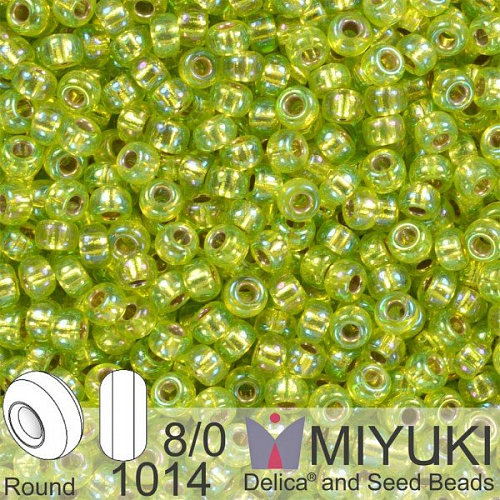 Korálky Miyuki Round 8/0. Barva 1014 S/L Chartreuse AB . Balení 5g