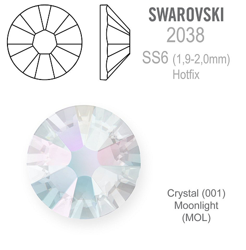 SWAROVSKI xilion rose HOT-FIX velikost SS6 barva CRYSTAL MOONLIGHT 