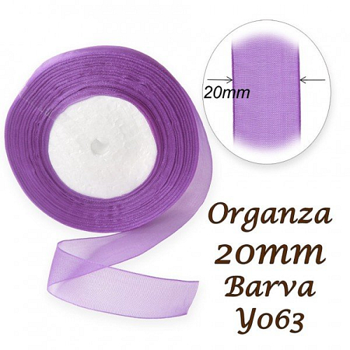 ORGANZA stuha šířka 20mm. Číslo Y063 barva FIALOVÁ