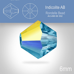 PRECIOSA Bicone MC BEAD (sluníčko) velikost 6mm. Barva INDICOLITE AB. Balení 18ks .