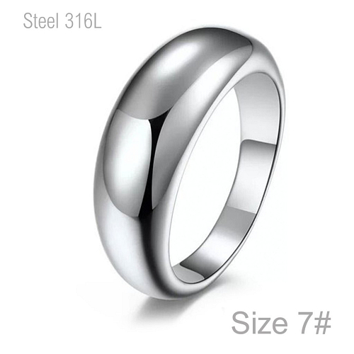 Prsten z chirurgické ocele R 118 s s vyklenutým středem o velikosti 7