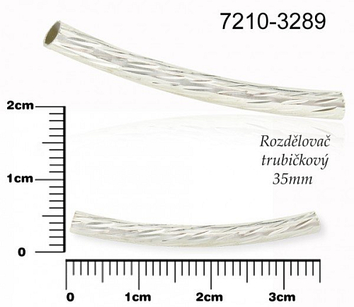 Rozdělovač TRUBIČKOVÝ tvar prohnutý. Ozn. 7210-3289. Velikost 35mm pr.2,8mm.