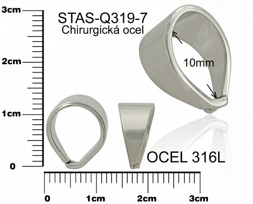 Šlupna CHIRURGICKÁ OCEL ozn.-STAS-Q319-7. velikost 12,5x10,5mm