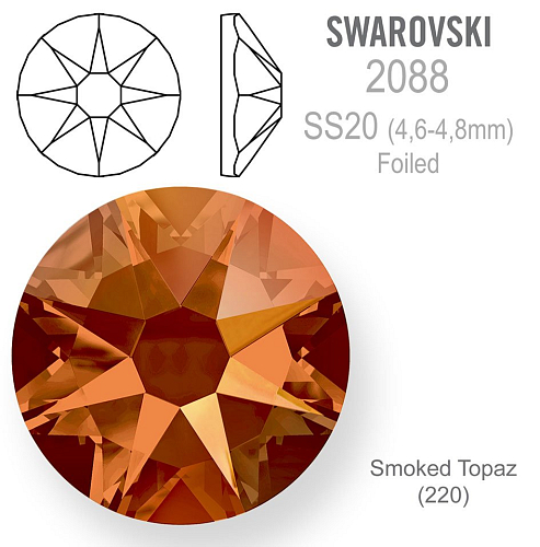 SWAROVSKI XIRIUS FOILED velikost SS20 barva SMOKED TOPAZ 