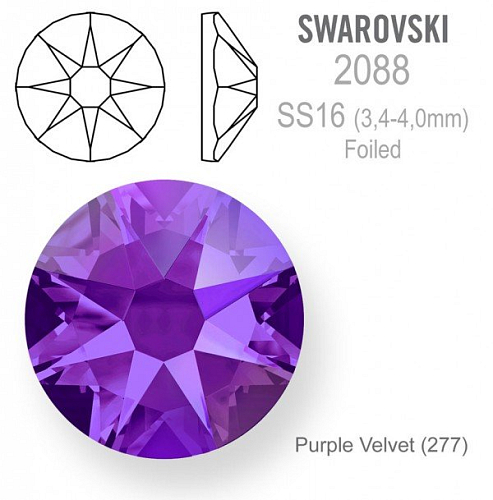 Swarovski XIRIUS FOILED 2088 velikost SS16 barva Purple Velvet