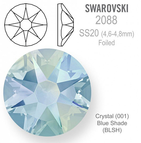 SWAROVSKI 2088 XIRIUS FOILED velikost SS20 barva Crystal Blue Shade