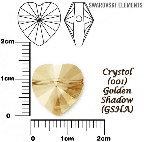 SWAROVSKI KORÁLKY Heart Bead barva CRYSTAL GOLDEN SHADOW velikost 14mm