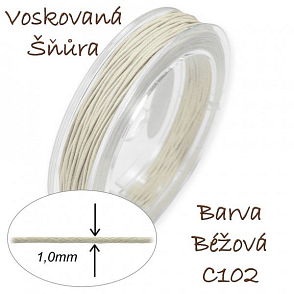 Voskovaná šňůra-síla 1,0mm v barvě béžové C102