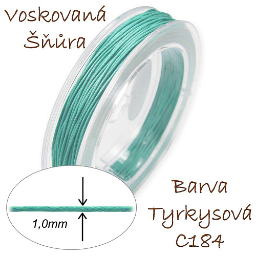 Voskovaná šňůra-síla 1,0mm v barva Tyrkysová číslo C184