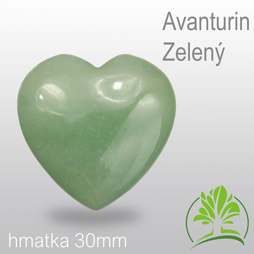 Minerály HMATKY tvar Srdce velikost 30mm Avanturin Zelený