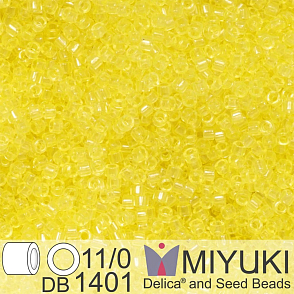 Korálky Miyuki Delica 11/0. Barva Transparent Pale Yellow DB1401. Balení 5g.