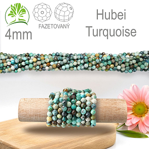 Korálky z minerálů Hubei Turquoise Fazetovaný polodrahokam. Velikost pr.4mm. Balení 95Ks.