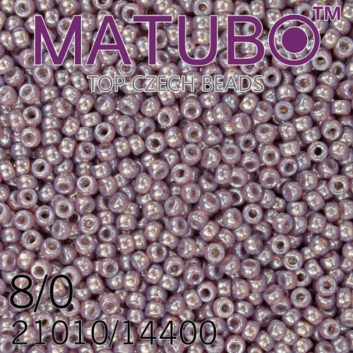Korálky MATUBO™ mačkané rokajlové korálky. Velikost 8/0 (3,1mm). Barva 21010/14400 FIALOVÝ OPÁL+BÍLÝ LISTR. Balení 10g