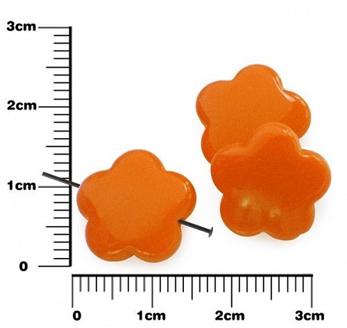 Korálek KYTKA plastová ozn. MX082. Barva ORANŽOVÁ. Velikost 15mm tl.5mm. Balení 10Ks. 