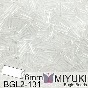 Korálky Miyuki Bugle Bead 6mm. Barva BGL2-131 Crystal. Balení 10g.