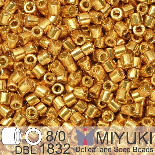 Korálky Miyuki Delica 8/0. Barva Duracoat Galvanized Gold DBL1832. Balení 5g.