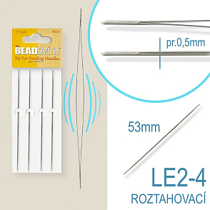 Jehla ROZTAHOVACÍ ozn.-LE2-4. Délka 53mm. Průměr 0,5mm.VÝHODNÁ CENA BALENÍ 4Ks.