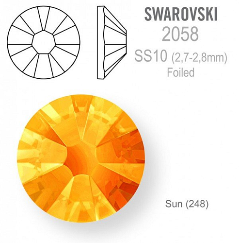 SWAROVSKI 2058 XILION Rose FOILED velikost SS10 barva Sun 