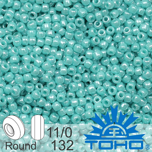 Korálky TOHO tvar ROUND (kulaté). Velikost 11/0. Barva č. 132-Opaque-Lustered Turquoise . Balení 8g.