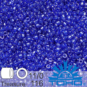 Korálky TOHO tvar TREASURE (válcové). Velikost 11/0. Barva č. 116-Trans-Lustered Cobalt . Balení 5g.