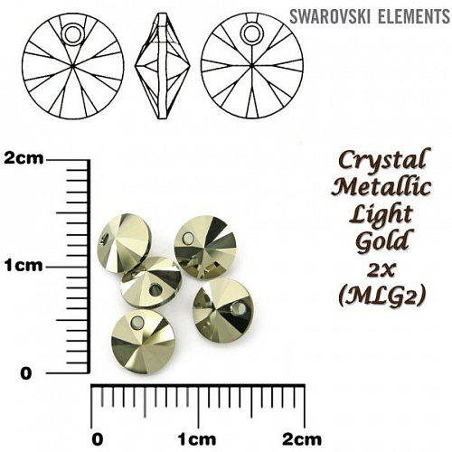 SWAROVSKI XILION Pendant barva CRYSTAL METALLIC LIGHT GOLD 2x velikost 6mm .Balení 10Ks.