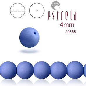 VOSKOVANÉ korále tvar kulatý. Velikost 4mm. Barva 29568 (matná modrá chrpa). Balení 31ks na návleku. 