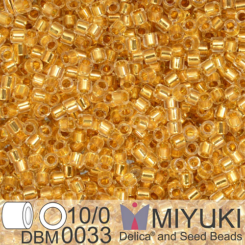 Korálky Miyuki Delica 10/0. Barva 24kt Gold Lined Crystal Cut DBM0033. Balení 3g.