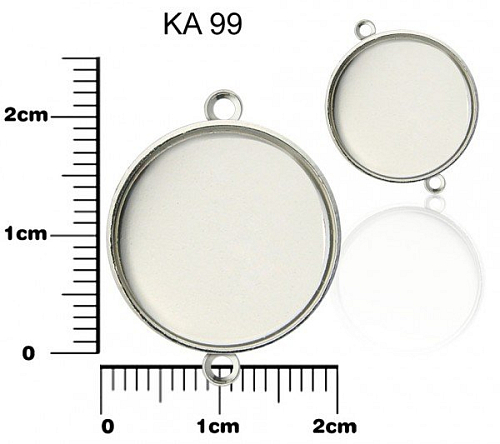 Komponent na ŠPERKY 2 očka tvar KRUH vel. 20mm výška hrany 1,5mm. Barva stříbrná.