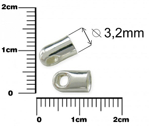 Koncovka na (okování) konce náramku náhrdelníku. Ozn-EC111K-5S. Velikost 3,2mm. Barva stříbrná. 