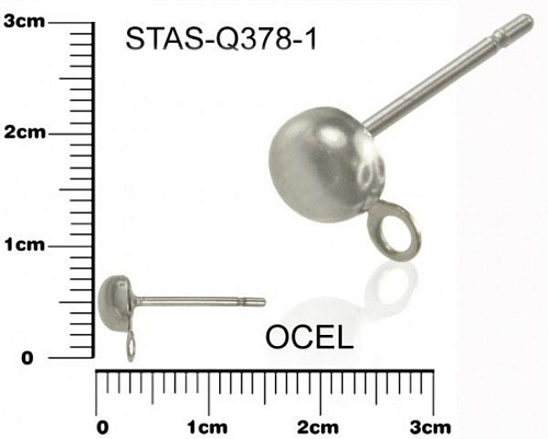 Puzeta s půlkulatým koncem a očkem 4mm CHIRURGICKÁ OCEL ozn.-STAS-Q378 1